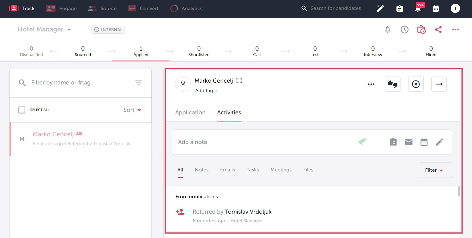 Candidate profile in TalentLyft