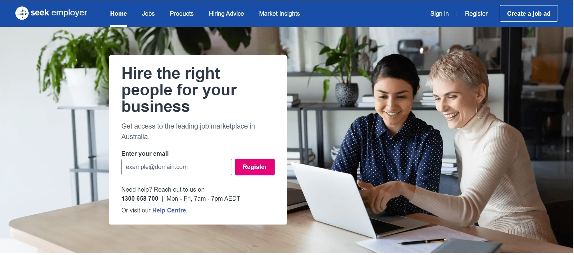 Seek employer homepage
