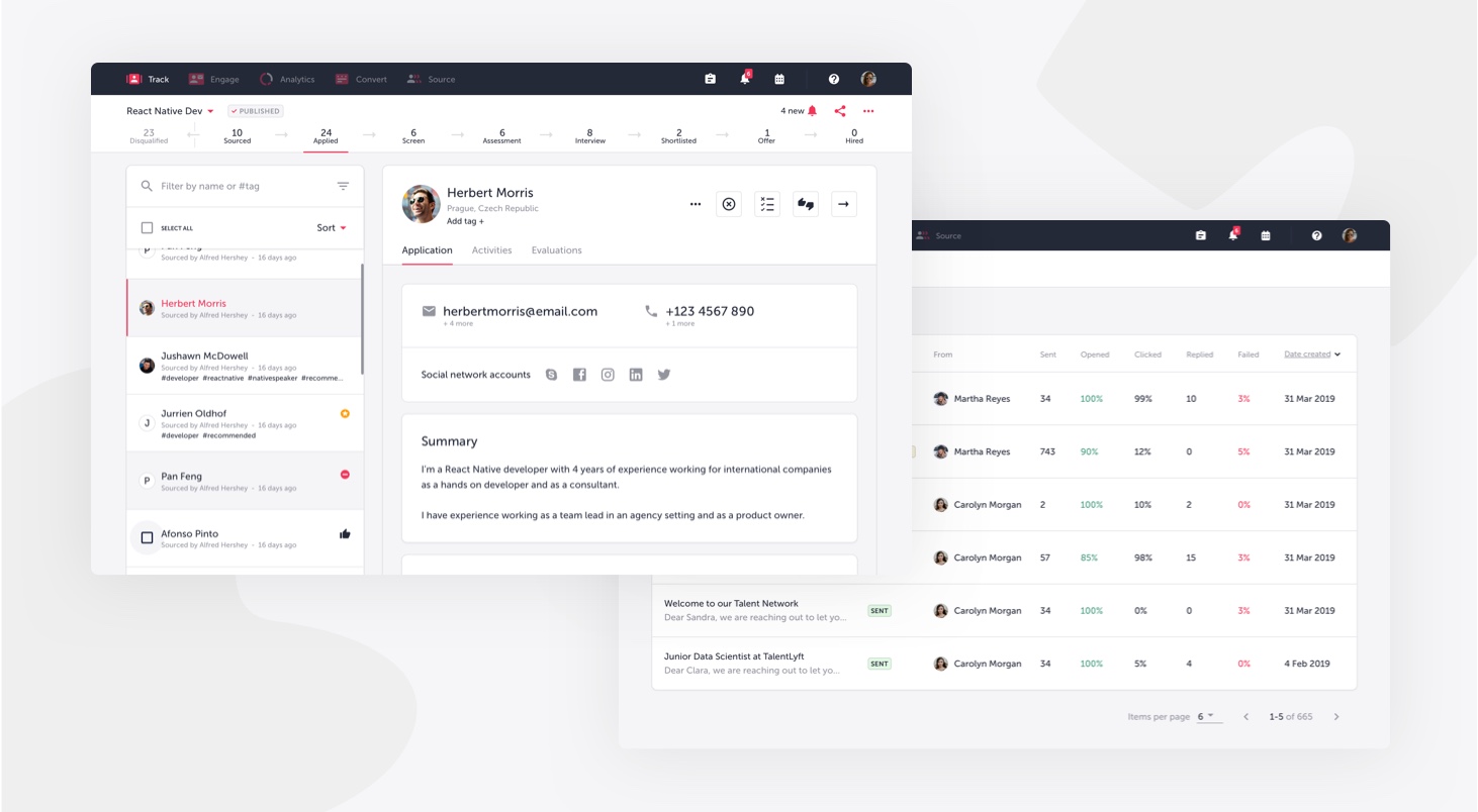 TalentLyft Product screenshots