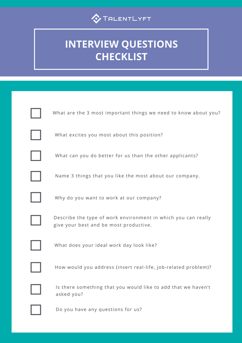 Interview Questions Checklist Interview Questions Checklist