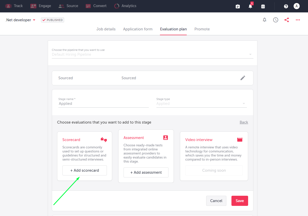 Adding scorecards in Talentlyft