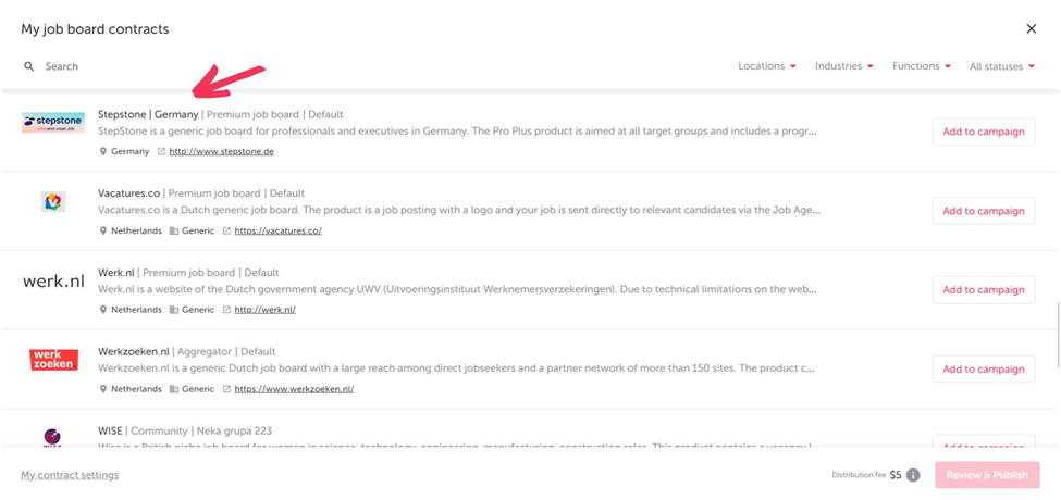 'My job board contracts' feature in TalentLyft